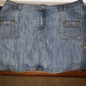 Denim Mini Skirt with Built-In Shorts
